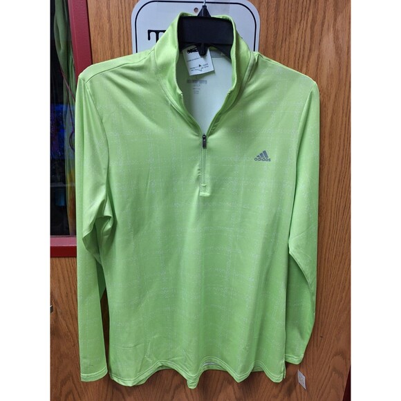 Adidas Womens Zip Pullover LIME‎  Green Light Weight  Sz large NEW - Picture 1 of 7